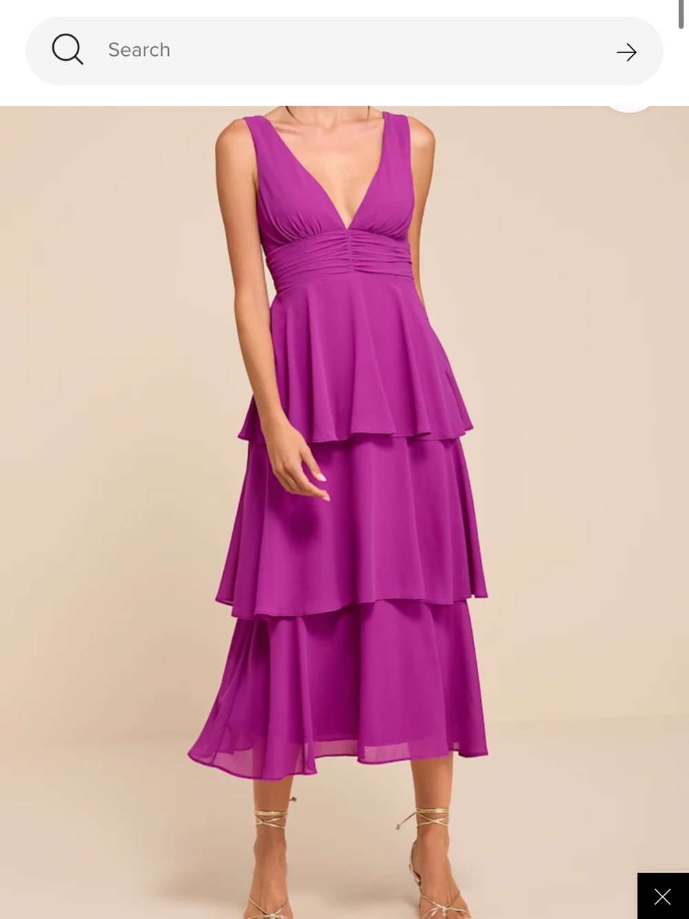 Lulu's Magenta Sleveless V-Neck Midi Dress